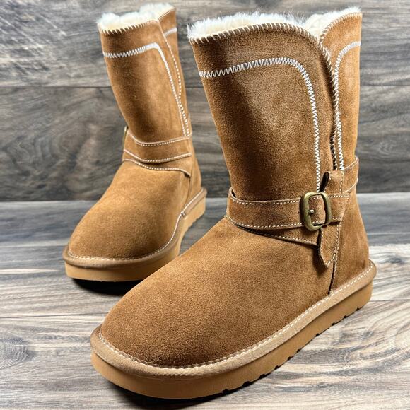 NIB LAMO Vanessa Winter Boots 8 Faux Shearling Chestnut Suede Water Resistant - Picture 4 of 10